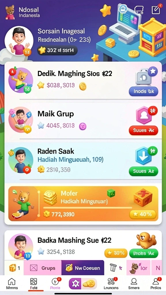 Menu misi yang mudah dinavigasi.