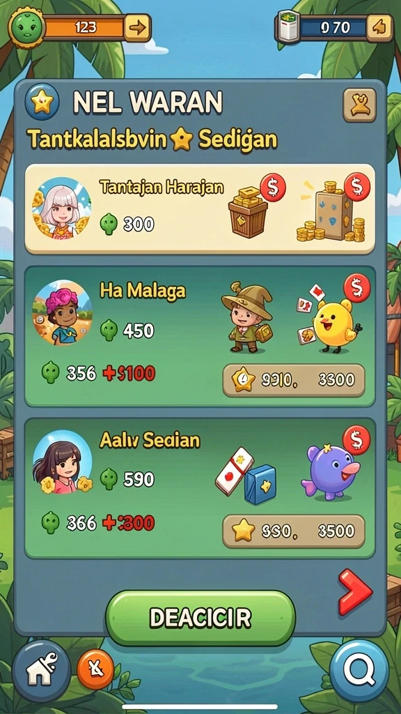 Gambar menampilkan upgrade senjata dan perlengkapan karakter.