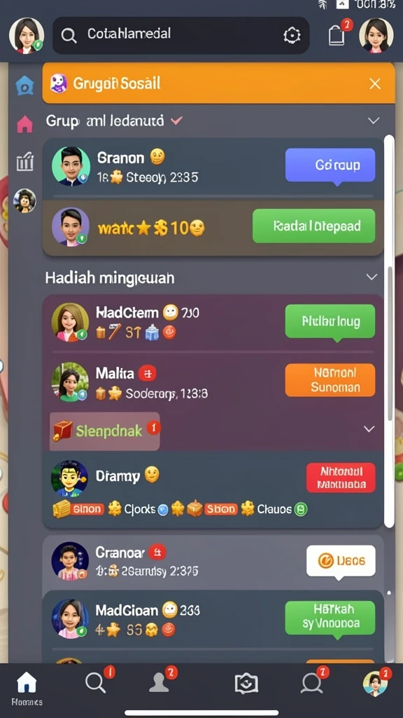 Karakter unik dan item menarik untuk dikoleksi.